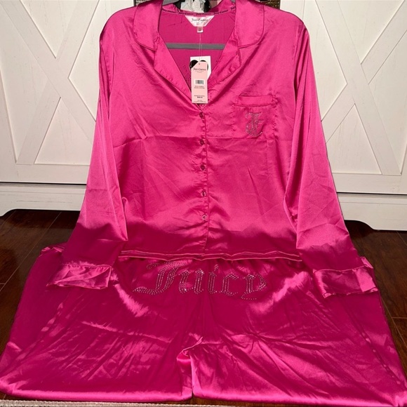 Juicy Couture Other - Juicy Couture Satin Silk Pink Pajama Set in Size Large